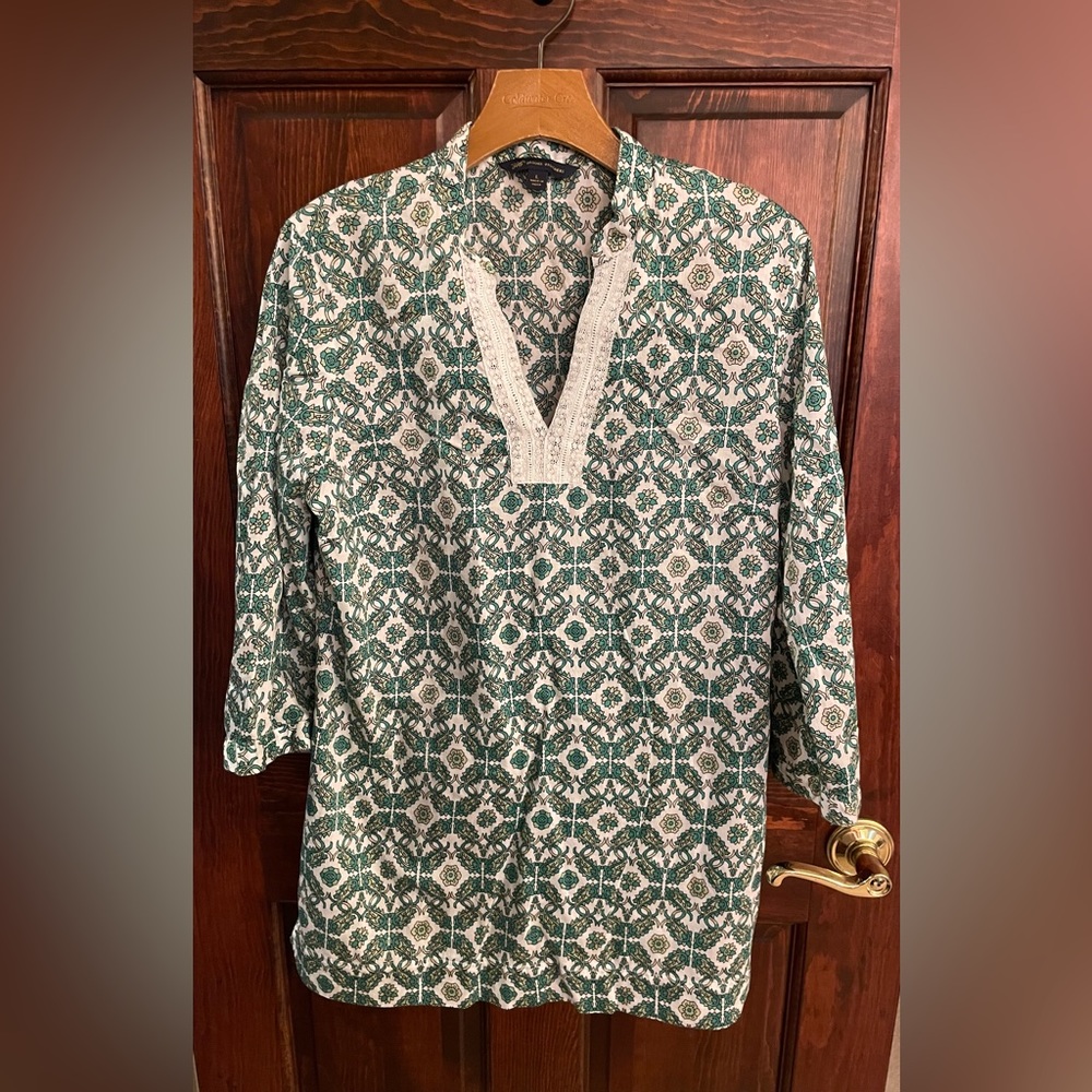 Brooks Brothers Paisley Tunic 3/4 Sleeve Size L